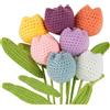 CHENGCKJ 7 Pezzi Bouquet di Fiori Tulipani Artificiali all'Uncinetto Fatti a Mano Fiori Lavorati a Maglia DIY Tulipani all'Uncinetto Tessuti Floreali per Decorazione Casa, Bouquet Matrimonio, Regalo