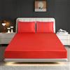 ROOEE Set di lenzuola con angoli e federe, in seta satinata, traspirante, morbido tessuto spazzolato, resistente alle pieghe, al restringimento e allo scolorimento (rosso, matrimoniale)