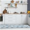 CREARREDA Tappeto cucina 240x50cm Blue Tropical vinile antiscivolo e lavabile Passatoia cucina in vinile, lavabile 100% made in Italy