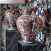 Sofia Ceramiche Comp Vaso Anfora in Ceramica di Caltagirone h 40 cm — Ornato Blu e Bordeaux - 40 cm / Serie Ornato Blu e Bordeaux