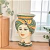 Ceramiche di Caltagirone Sofia Testa Tuareg h 16 cm, Verde e Arancio | Ceramica Caltagirone - 15 cm / Linea Verde e Arancio / Donna