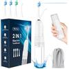 Marchpower 2-IN-1 Spazzolino Elettrico e Idropulsore Dentale Portatile con Modalità 3 x 4, 40000VPM Irrigatore Dentale, Spazzolino Sonico con 3 Testine & 1 Beccuccio per la Casa, Viaggio