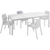 Dmora - Set tavolo e sedie Moie, Salottino indoor, Tavolo rettangolare allungabile con 4 sedie con braccioli, Made in Italy, Bianco