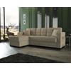 Dmora - Divano letto con penisola Fernando, Divano ad angolo reversibile, Sofà contenitore da soggiorno con chaise longue e 2 cuscini, 230x150h81 cm, Beige