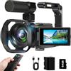 VETEK Videocamera 8K, 64MP IR Visione Notturna Vlogging, Zoom 18 x 3, LCD Touch Screen con Cover per YouTube con WiFi, Scheda SD 64G, Telecomando,