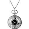 Avaner Orologio da tasca per uomo donna al quarzo analogico: incisione cava scala romana, orologio da tasca unisex, catena di maglione, argento, Gotico