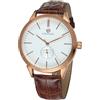 FORSINING Orologio da polso da uomo d'affari a carica manuale analogico quadrante casual cinturino in pelle, bianco, Cinturino