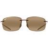 Maui Jim Breakwall Rimless Sunglasses In Gloss Black Polarised 422-02 63 Breakwall, Marrone (Rootbeer), 63/13/127