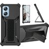bojioderf Custodia per Blackview A52 Pro Cover Custodia Case Ibrida [Con protezione dello schermo in vetro temperato] [supporto magnetico pieghevole] [resistente alle impronte digitali smerigliato] Nero