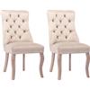 FC Set di 2 Imbottiti Sedie per sala da Pranzo fuori da Velluto con più alto Schienale e Bottoni Trapuntati , 51x47x97 cm, Beige