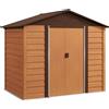 Outsunny Casetta da Giardino in Acciaio Effetto Legno con Doppie Porte Scorrevoli, 236x196x208 cm, Marrone | Aosom Italy