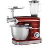 A.M.C. Herenthal Prima linea robot da cucina tripla funzione da 7,5 litri planetaria, tritacarne, frullatore da 1,5 litri, con motore da 2200W di potenza, di colore rosso utensili inclusi in omaggio
