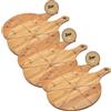 hausleben Piatto per pizza in legno da 33 cm (set da 2 da 3 a 4 pezzi) grande con manico, piattino, tagliere per pizza rotondo, tagliere per pizza e pizza (set da 6)