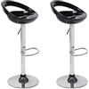 Flyelf 2 x Sgabelli da bar Sedia da pranzo con poggiapiedi 360°Mobili orientabile regolabile 59-80cm (Nero)