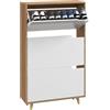HOMCOM Scarpiera Salvaspazio a 3 Cassetti con Ripiano Regolabile, Scarpiera Slim per 18-24 Paia di Scarpe per Ingresso e Camera, Bianco
