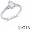 Gioielli di Valenza Anello con diamante taglio goccia 0.30ct GIA in oro bianco 18k