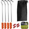 PUERHUACI Picchetti per Tenda, 4 Tiranti Corde per Tenda,Tenditore Corda per Campeggio Amaca Barca 4 Pezzi 400cm Corde Riflettenti Set di 4 Picchetti per Tenda da Campeggio, per Tende