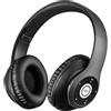 iJoy Cuffie Wireless Bluetooth Over Ear con Microfono, Pieghevoli e Ricaricabili, Cuffia Leggera, include Slot Scheda Micro SD con Microfono, Nero