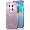 GOGME Glitter Cover per Huawei Honor Magic 7 Lite / Magic7 Lite, Tlaio Elettrolitico Silicone TPU Antiurto Trasparente/Brillare Protective Custodia. Rosa