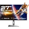 JAPANNEXT Monitor Gamer 27 IPS 4K UHD (3840x2160) 144hz 1ms | HDR | Altezza e inclinazione regolabili (HSP) Altoparlanti | Flicker-Free G-Sync/FreeSync | Garanzia 2 anni | JN-IPS27144UHDR-HSP