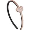 Righe e Pois - Cerchietto per capelli bambina con cuore glitter e mini borchie laterale, copertura in tessuto glitterato, confezione da 1 Hairband bimba (Oro Rosa, Bambina)