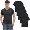 Zimoer 5 Pack T-Shirt Uomo Maglietta da Uomo a Maniche Corte, Magliette Basic con Collo a V Realizzata in Fibra di Latte (L, Nero)