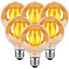 HUSTUNG Edison - Lampadina a LED E27, 4 W, G80, stile retrò, luce bianca calda, 2700 K, illuminazione antica, vetro ambra, 6 pezzi