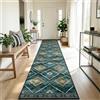 DEFYNEE Tappeto passatoia da corridoio, 60 x 180 cm, antiscivolo passatoia da cucina, passatoia a pelo corto, lavabile, pieghevole, design boho, per corridoio, cucina, soggiorno e ufficio, verde