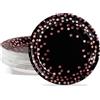 AIPartywar Piatti di carta per feste, confezione da 50 piatti usa e getta, oro rosa nero, a pois, 18 cm, per laurea, matrimonio, festa di compleanno