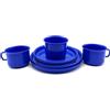 Kimmel Set di stoviglie, blu, servizio da caffè, 3 tazze, piatti da 14 cm e piatto da 18 cm, plastica plastica