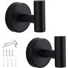 HTRTRR Set di 2 ganci da parete in acciaio inox, design moderno, robusto nero spazzolato, per bagno, cucina, corridoio, materiale di montaggio e viti inclusi
