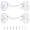 QUARKZMAN 2pz 3 Gancio Occhiello Serratura Porta Fienile Privacy Hardware Serratura Cancello Acciaio Inossidabile per Finestra Cabina Ganci Porta Scorrevole Camera Letto Bagno, Bianco
