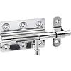 Alberts 327040 Catenaccio a cannone, con maniglia tonda e guida asta fissata, acciaio inox, piastra 80 x 59 mm, Ø chiavistello 11 mm, lunghezza totale 122 mm