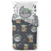 Jay Franco - Set di biancheria da letto in 100% cotone, 3 pezzi, Mandalorian "Il cacciatore di taglie", per letto singolo, copripiumino: 135x200 cm, lenzuolo con angoli: 90x200 cm, federa: 50x70 cm