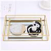 Tissting Vassoio in Vetro Dorato a Specchio, Dorato Vassoio Specchio Porta Profumi Vassoi Portagioie Vassoio Bagno Portaoggetti Vintage Vassoio Decorativo Organizer per Vanità Comò Bagno Camera da Letto(M)