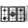 De Longhi Piano Cottura a Gas 5 Fuochi 90 cm con Griglia in Ghisa colore Inox - IL59PROND