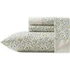 Laura Ashley - Set di lenzuola per letto matrimoniale, in percalle di cotone traspirante con tasche profonde, decorazione per la casa chic, certificato Oeko-Tex (verde Tierney, Queen)