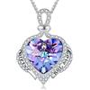 Praelinos Collana Donna Cuore Argento Ton Angelo Guardiano Amore Pendente Collane Gioiell Cristalli Oro Bianco 18 Carati Placcato Cubica Zirconia Regalo per Mamma Moglie Fidanzata Compleanno (Viola)