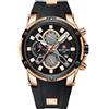 RORIOS Orologio Uomo Luminoso Analogico Quarzo Orologi con Cinturino in Silicone Elegante Cronografo Orologio da Polso per Uomo