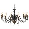 vidaXL Candelabro 12 Lampadine E14 Anticato Lampada da Soffitto a Sospensione Luce Pendente Base Metallo Nero Gocce Acrilico Trasparente