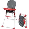 Bambisol Seggiolone fisso pieghevole per bambini | Ultra compatta e leggera, Ripiano regolabile rimovibile | Rosso