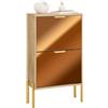 SoBuy Scarpiera con 2 ante in vetro Scarpiera con 4 ripiani Scarpiera portascarpe Colore d'oro 55x24x90cm FSR181-G