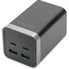 DIGITUS Caricabatterie universale GaN 150 W - 2 porte USB-C - 2 porte USB-A - Caricabatterie veloce Power Delivery 3.0 (PD 3.0) - Per iPhone, iPad, Samsung Galaxy, Pixel, Xiaomi, Motorola, Huawei