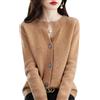 sarge knives SARGE Allentato Autunno e Inverno Nuovo 100% Puro Cashmere da Donna Cardigan Lavorato a Maglia Maglione a Strati Esterno Maglione Girocollo