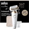 Braun Silk-épil 9 Flex Depilatore Donna, Epilatore Elettrico Donna Con Testina Flessibile a 360° Per Epilazione Semplice, Wet & Dry, Pelle Liscia a Lungo, 9-041 3D, Bianco/Oro