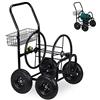 Relaxdays Carrello Avvolgitubo da Giardino, Carrellino Mobile per Acqua in Metallo, 4 Rotelle, Tubi Lunghi 75 m, Nero