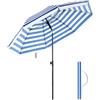SONGMICS Ombrellone da Spiaggia, Ø 200 cm, Ombrellone da Giardino, Protezione UV Fino a UPF 50+, Pieghevole, Portatile, Bande dell'Ombrellone in Fibra di Vetro, a Strisce Bianche e Blu GPU65WU