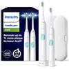 Philips Sonicare ProtectiveClean 4300 spazzolino elettrico, spazzolino sonico con due livelli di intensità, sensore di pressione e timer, bianco, confezione doppia, modello HX6807/35