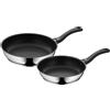 WMF Devil Set di Padelle Induzione e Gas in Acciaio Inox 18/10 Cromargan Diametro 24-28 cm, Padelle Antiaderenti con Rivestimento Permadur, Fondo Transtherm Triplo Strato, Argento, 40 x 40 x 10 cm
