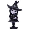Nemesis Now Cult Cuties Hexara Witch Figurine 15 cm, resina, nera, simpatica statuetta di strega e compagno felino, aggiunta perfetta alla collezione gotica, fusa nella migliore resina, sapientemente